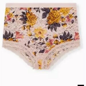 Torrid Yellow and Pink Floral Lace Brief Nwt size 1x